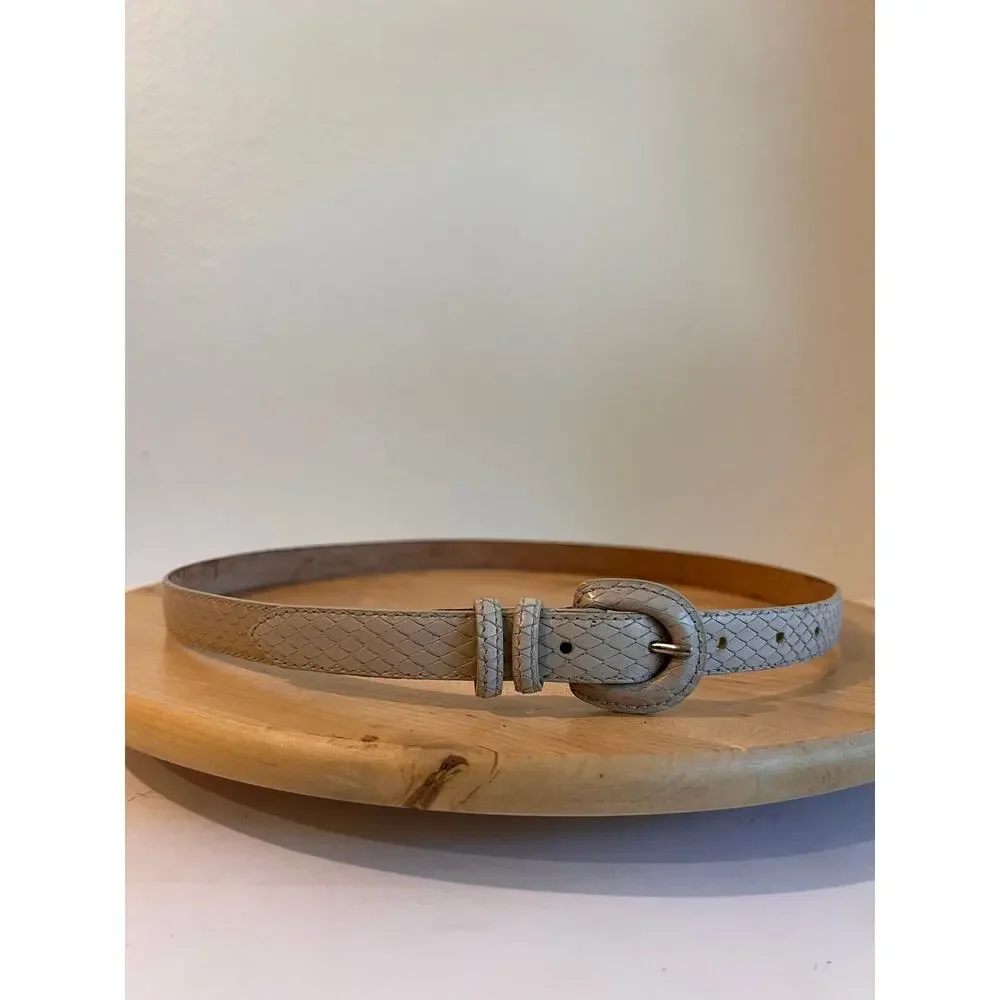 Cream Vintage 90s Casual Corner Made in Italy Snake Skin Belt Size Large